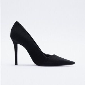 Zara Faux Suede Leather Pumps Black Size 40